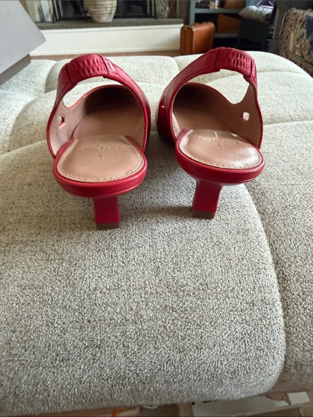 Linea Paolo Corley Pointed Toe Slingback Kitten Heel Pumps Red 8.5 9.5